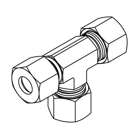 TOMPKINS Hydraulic Fitting-Metric CompressionS12(20X1.5) UNION TEE MC6022-S12-S12-S12